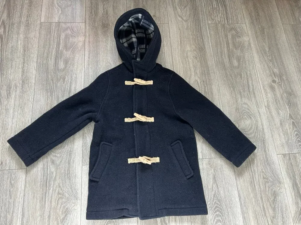 Zara Kids Navy Blue Wool Blend Coat Hooded Jacket Size 5-6 Years
